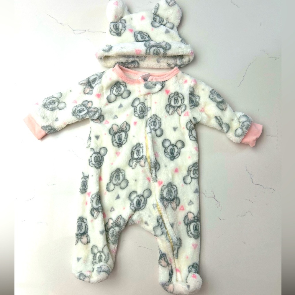 Minnie Mouse Fleece Footed Onesie with Hat